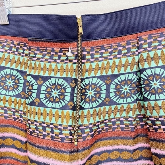 Anthropologie Morgan Carper Nomad Geometric Boho Print Pleated Mini Skirt - Picture 5 of 10